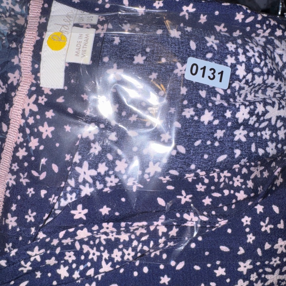 Boden Navy Pink Floral Print V-Neck Mini Dress Short Sleeve Pockets W0206 US 10 - Picture 13 of 13